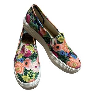 Keds x Rifle Paper Co. Flower Design Sneaker Slip-On size 7 in Pink, Green, Blue